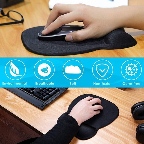 MROCO Ergonomic Mouse Pad with Gel Wrist Support, Comfortable Mousepad with Smooth Wrist Rest Surface and Non-Slip PU Base for Pain Relief, Computer, Laptop, Office & Home, 9.4 x 8.1 in, Black Color - Image 7